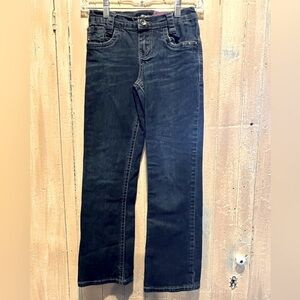 Cruel Girl Jeans Kids Size 8R Dark Wash‎ Slim Fit Embroidered
